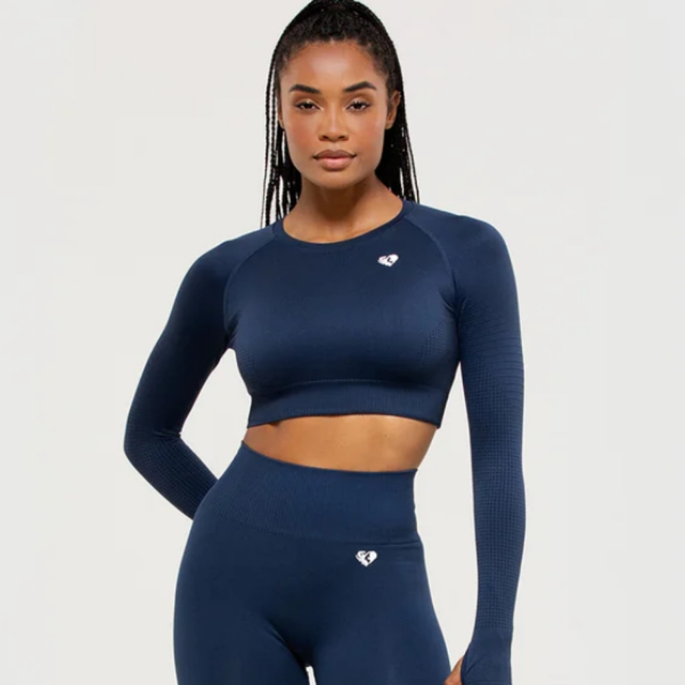 Womens Best Long Sleeve Crop Top & Cycling Shorts Size Small